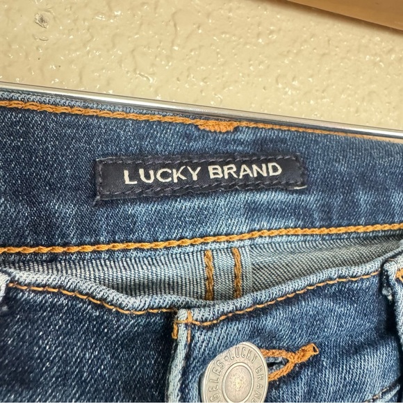 Lucky Brand Mid Rise Ava Skinny Ankle Distressed Dark Vintage Wash Denim Jeans - Picture 3 of 6